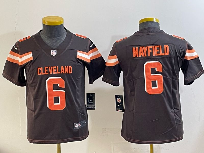 Youth 2025 Nike Cleveland Browns 6 Mayfiels brown Retro Limited NFL Jersey style 01